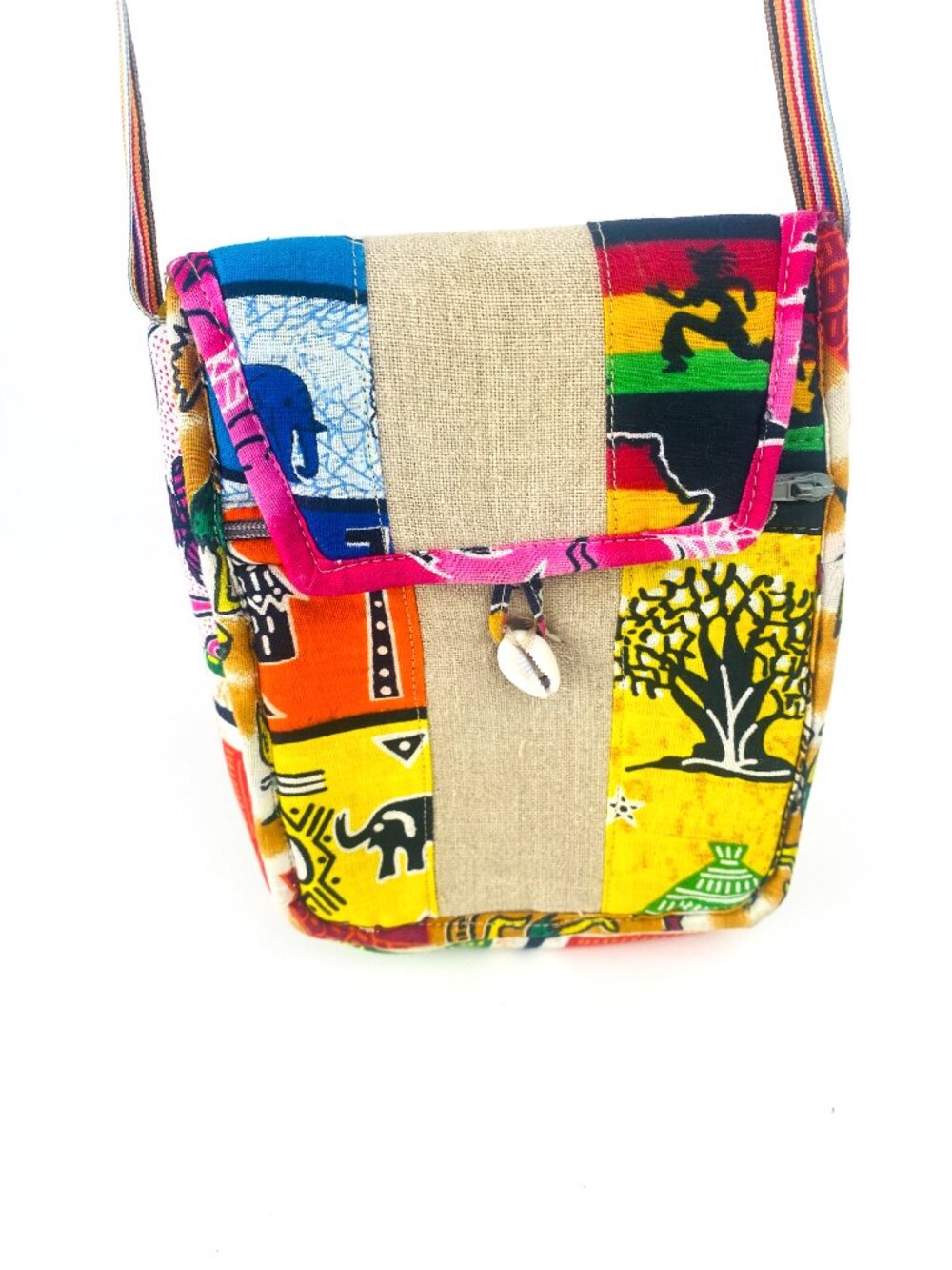Handmade African Safari Print Patchwork Crossbody - Picture 6 of 11